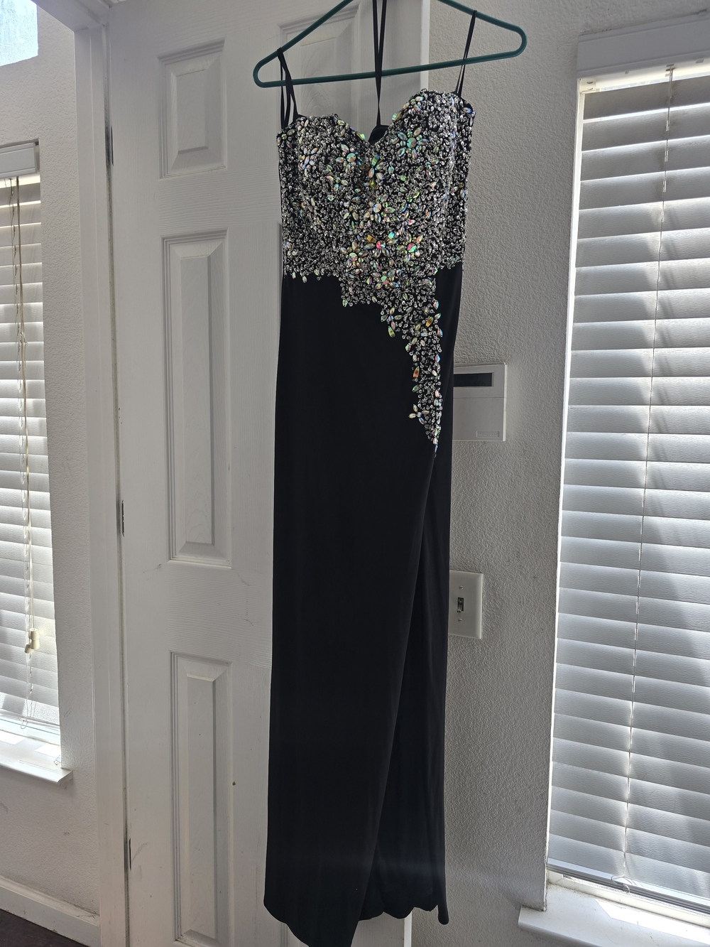 Crystal Doll Black Strapless Gown with Crystal Embellishment